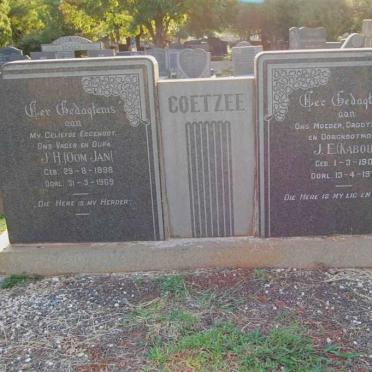 COETZEE J.H. 1898-1969 &amp; J.E. 1902-1979