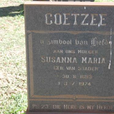 COETZEE Susanna Maria nee VAN STADEN 1893-1974