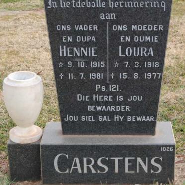 CARSTENS Hennie 1915-1981 &amp; Loura 1918-1977
