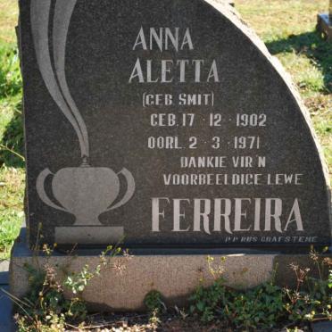 FERREIRA Anna Aletta nee SMIT 1902-1971