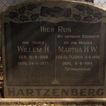HARTZENBERG Willem H. 1888-1977 &amp; Martha H.W. DU PLESSIS 1896-1964