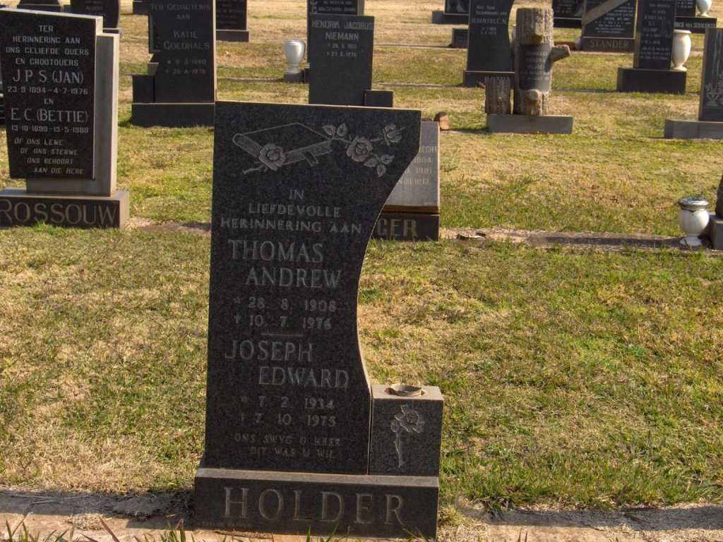 HOLDER Thomas Andrew 1908-1976 :: HOLDER Joseph Edward 1934-1975