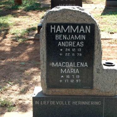 HAMMAN Benjamin Andreas 1913-1979 &amp; Magdalena Maria 1919-1997