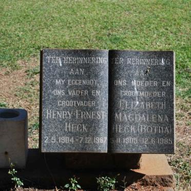 HECK Henry Ernest 1904-1967 &amp; Elizabeth Magdalena BOTHA 1905-1985
