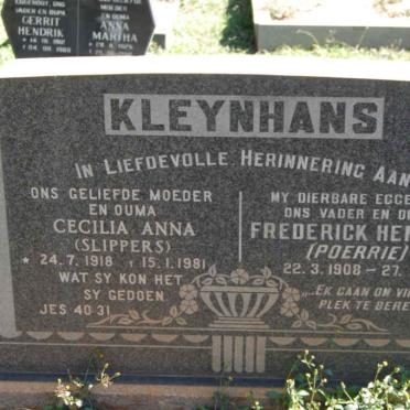 KLEYNHANS Frederick Hendrik 1908-1970 &amp; Cecilia Anna 1918-1981
