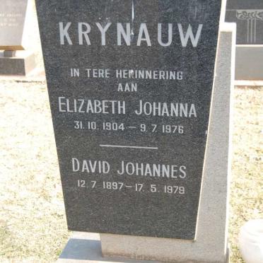 KRYNAUW David Johannes 1897-1979 &amp; Elizabeth Johanna 1904-1976