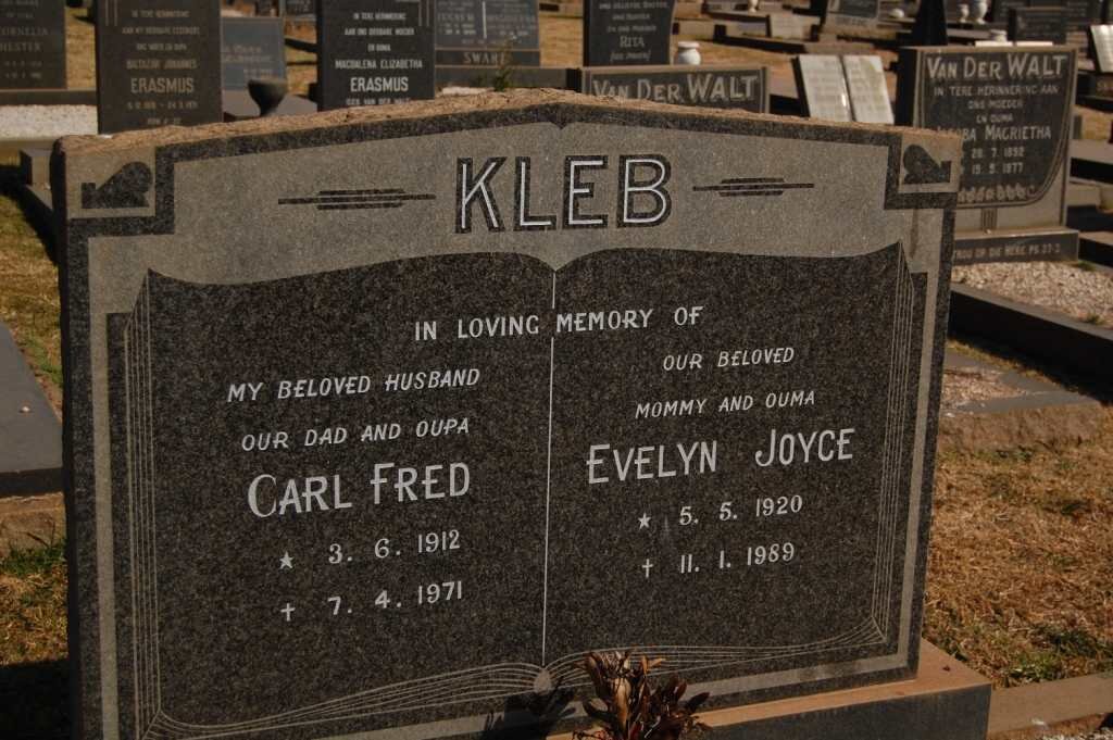 KLEB Carl Fred 1912-1971 &amp; Evelyn Joyce 1920-1989
