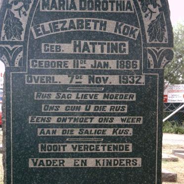 KOK Maria Dorothia Eliezabeth nee HATTING 1886-1932