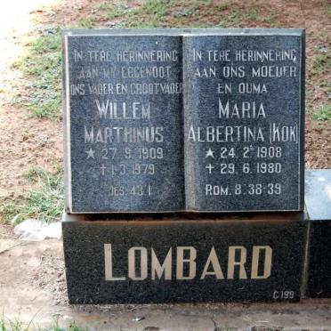 LOMBARD Willem Marthinus 1909-1979 &amp; Maria Albertina KOK 1908-1980