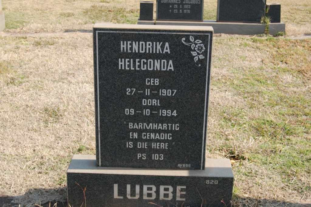 LUBBE Hendrika Helegonda 1907-1994