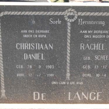 LANGE Christiaan Daniel, de 1903-1981 &amp; Rachel J.J. SCHEEPERS 1905-1972