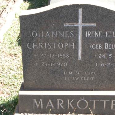 MARKÖTTER Johannes Christoph 1888-1970 &amp; Irene Elisabeth BEUSTER 1902-1999