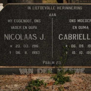 MERWE Nicolaas J., van der 1916-1993 &amp; Gabrielle S. 1923-1997