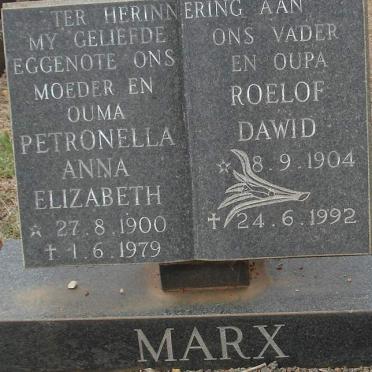 MARX Roelof Dawid 1904-1992 &amp; Petronella Anna Elizabeth 1900-1979