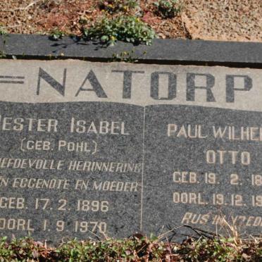 NATORP Paul Wilhelm Otto 1888-1973 &amp; Hester Isabel POHL 1896-1970