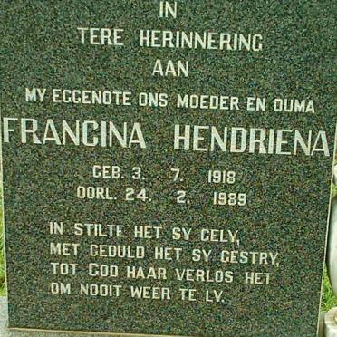 PRETORIUS Francina Hendriena 1918-1989