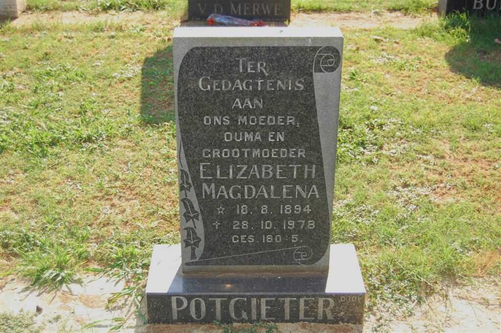 POTGIETER Elizabeth Magdalena 1894-1978