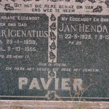 PAVIER Pieter Igenatius 1898-1955 :: PAVIER Jan Hendrik L. 1925-1968