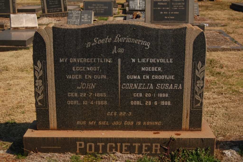 POTGIETER John 1885-1968 &amp; Cornelia Susara 1898-1988