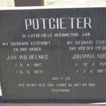 POTGIETER Jan Wilhelmus 1927-1974 &amp; Johanna KOEN 1928-1987
