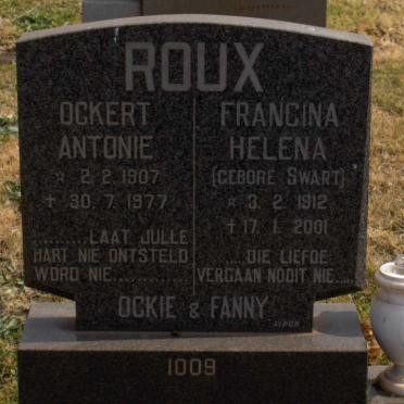 ROUX Ockert Antonie 1907-1977 &amp; Francina Helena SWART 1912-2001