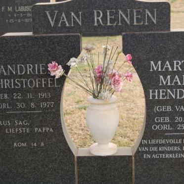 RENEN Andries Christoffel 1913-1977 &amp; Martha Maria Hendrina VAN WYK 1921-2000
