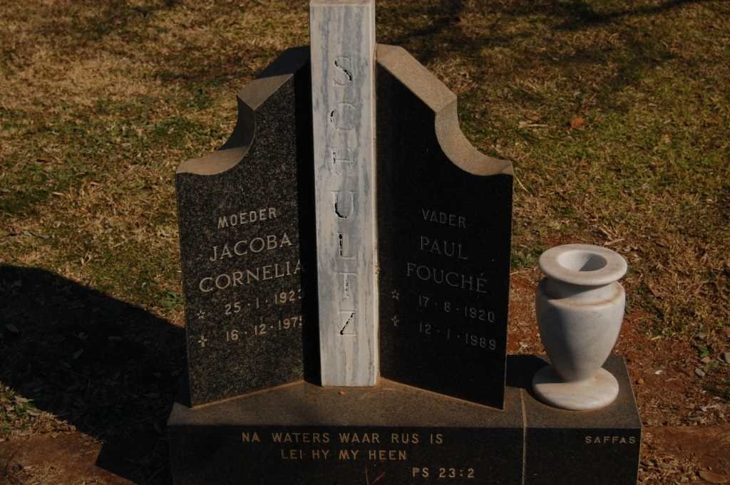 SCHULTZ Paul Fouche 1920-1989 &amp; Jacoba Cornelia 1923-1975
