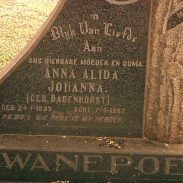 SWANEPOEL Anna Alida Johanna nee BADENHORST 1895-1962