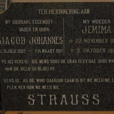 STRAUSS Jacob Johannes 1889-1971 &amp; Jemina 1901-1980