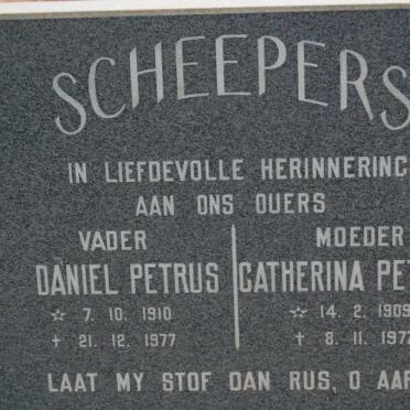 SCHEEPERS Danie Petrus 1910-1977 &amp; Catherina Petronella 1909-1977