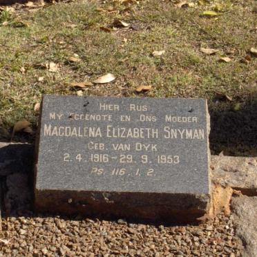 SNYMAN Magdalena Elizabeth nee VAN DYK 1916-1953