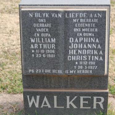 WALKER William Arthur 1906-1981 &amp; Daphina Johanna Hendrika Christina 1911-1977