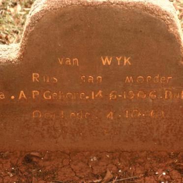 WYK Anna A.P., van nee DU PLESSIS 1906-1961