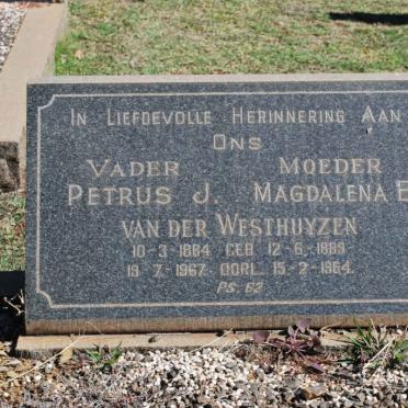 WESTHUYSEN Petrus J., van der 1884-1967 &amp; Magdalena E. 1889-1964