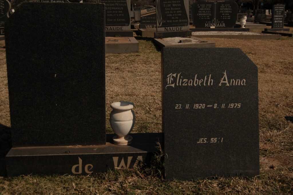 WAAL Elizabeth Anna, de 1920-1975