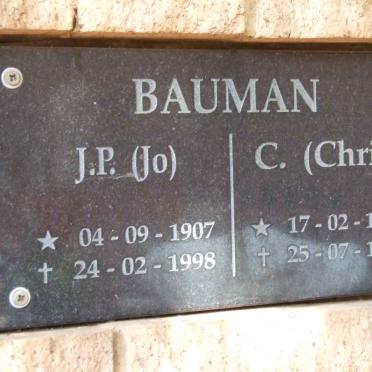 BAUMAN J.P. 1907-1998 &amp; C. 1904-1984