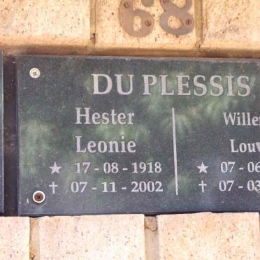 PLESSIS Willem Louw, du 1914-2003 &amp; Hester Leonie 1918-2002