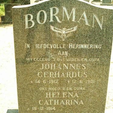BORMAN Johannes Gerhardus 1912-1981 &amp; Helena Catharina 1914-