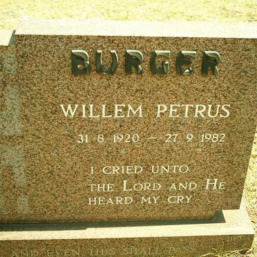 BURGER Willem Petrus 1920-1982