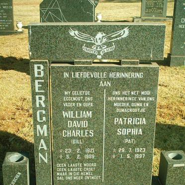 BERGMAN William David Charles 1921-1989 &amp; Patricia Sophia 1923-1997