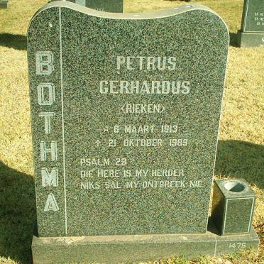 BOTHMA Petrus Gerhardus 1913-1989