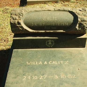 CALITZ Frederik M.C. 1931-1974 &amp; Willa A. 1927-1982