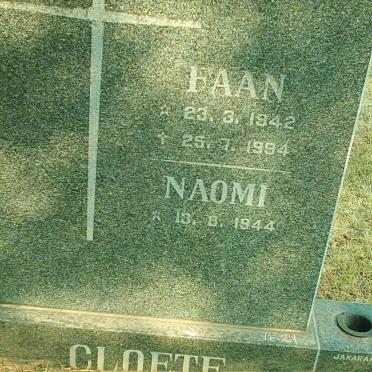 CLOETE Faan 1942-1994 &amp; Naomi 1944-