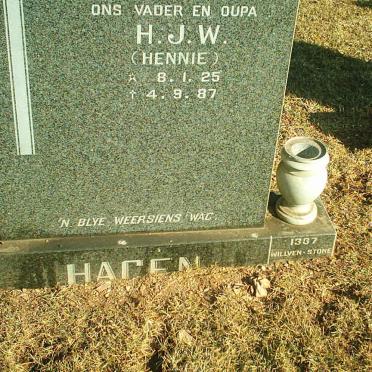 HAGEN H.J.W. 1925-1987
