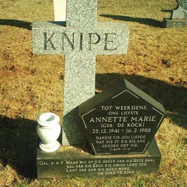 KNIPE Annette Marie nee DE KOCK 1941-1988