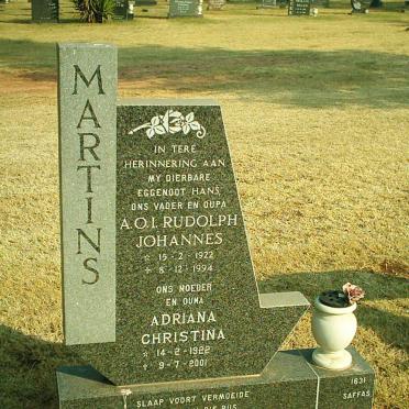 MARTINS Rudolph Johannes 1922-1994 &amp; Adriana Christina 1922-2001
