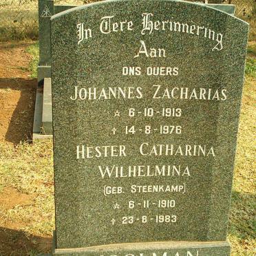 MOOLMAN Johannes Zacharias 1913-1976 &amp; Hester Catharina Wilhelmina STEENKAMP 1910-1983