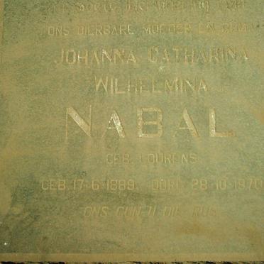 NABAL Johanna Catharina Wilhelmina  nee LOURENS 1889-1970