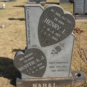 NABAL Henry L. 1921-1993 &amp; Hester A.J. 1926-1999
