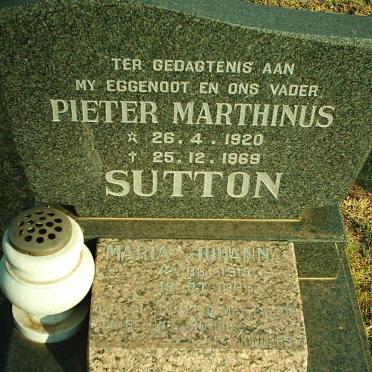 SUTTON Pieter Marthinus 1920-1969 &amp; Maria Johanna 1919-19?